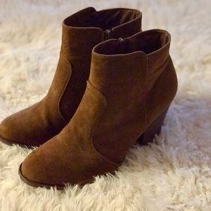 Brown Suede 3” Thick Heel Booties!